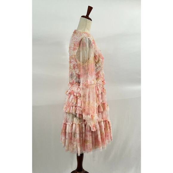 NEEDLE & THREAD Sz 10 US Rose Bluebell Ruffle Mini Dress - Picture 6 of 9